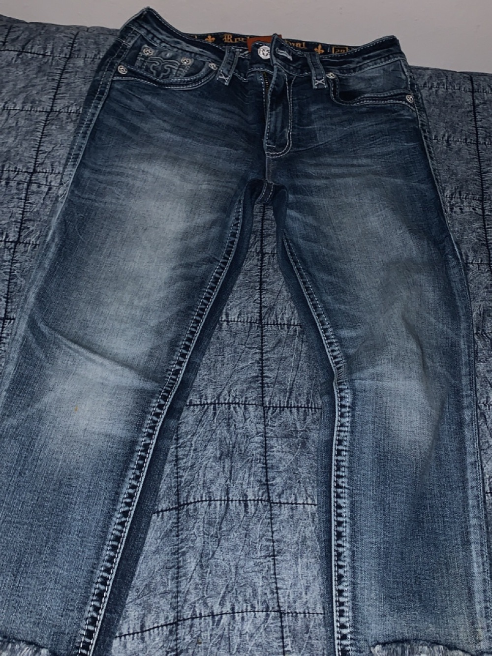 Rock RevhDistressed Blue Denim Jeans
